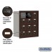Salsbury Cell Phone Storage Locker - 4 Door High Unit (8 Inch Deep Compartments) - 12 A Doors - Bronze - Recessed Mounted - Resettable Combination Locks  19048-12ZRC